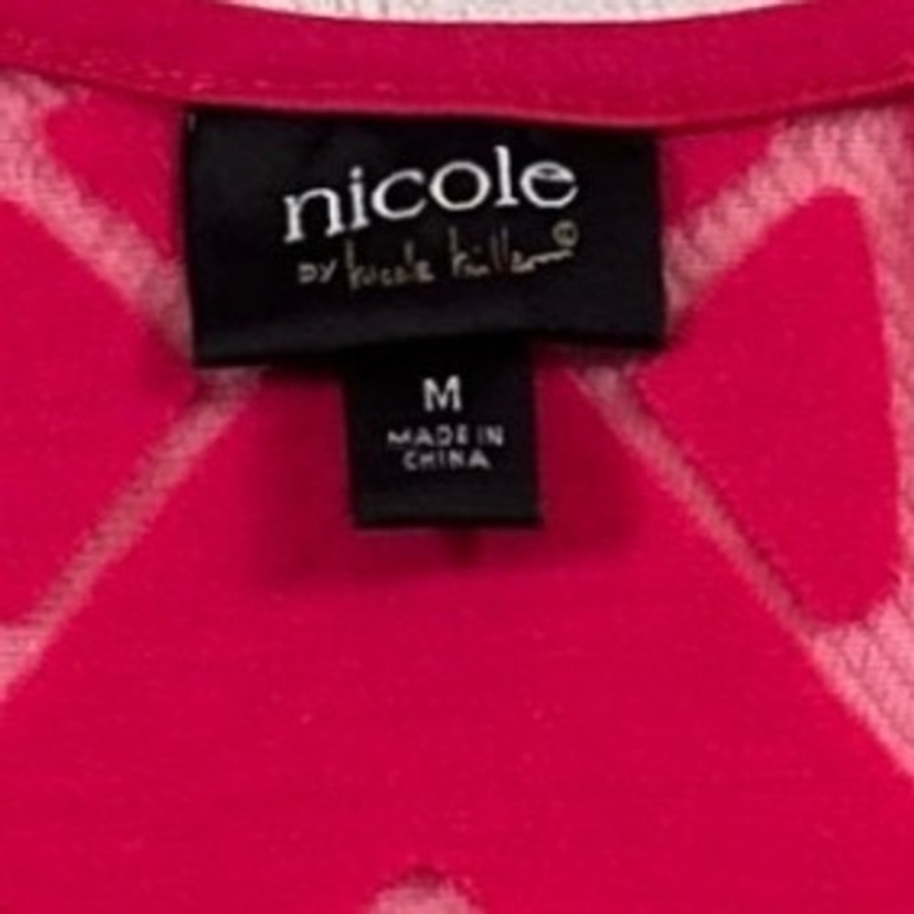 Nicole by Nicole Miller Hot Pink Geometric Burnout Tank Top Womens Medium Modern - Picture 3 of 7